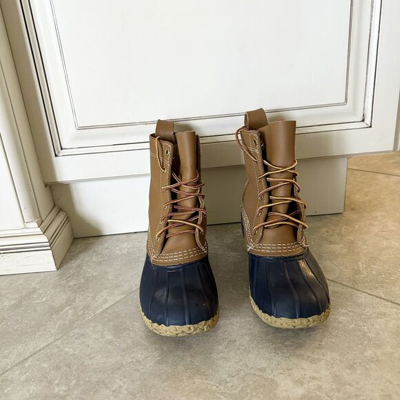 L.L. Bean Duck Boots Womens 6M Navy Blue 8" Made in Maine Waterproof Gorpcore - Picture 3 of 15